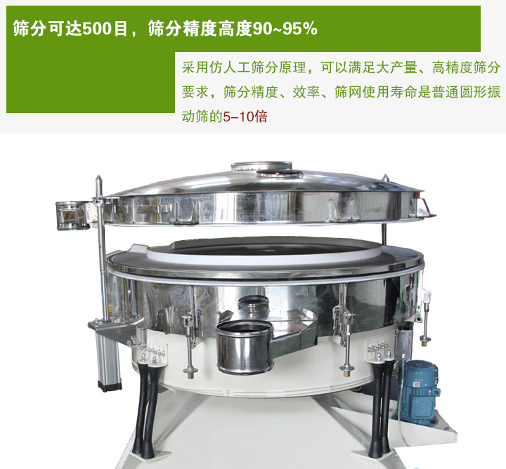 搖擺篩分機(jī)采用仿人工篩分原理,可以滿足大產(chǎn)量、高精度篩分 要求,篩分精度、效率、篩網(wǎng)使用壽命是普通圓形振 動(dòng)篩的5-10倍